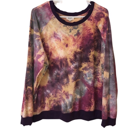 umgee Oversized Tie Dyed Distressed Scoop Neck Pullover Size Large - Picture 8 of 9